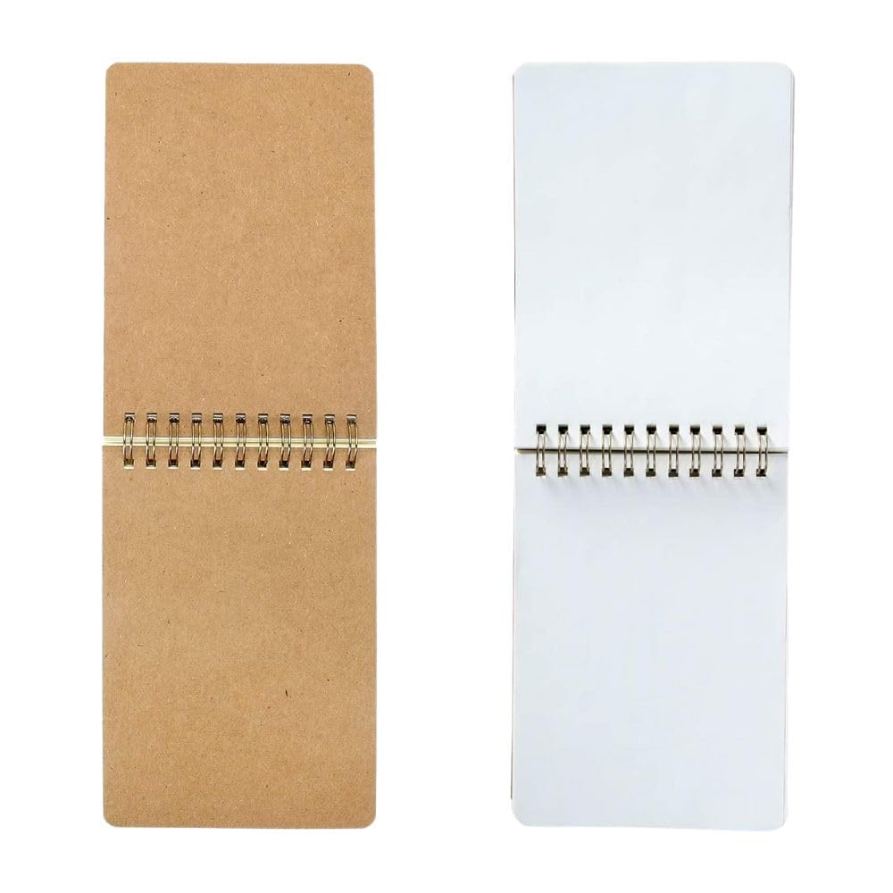 Kraft Cover Lay-Flat Top-Bottom Spiral Notebooks - A6 Size Pack of 5