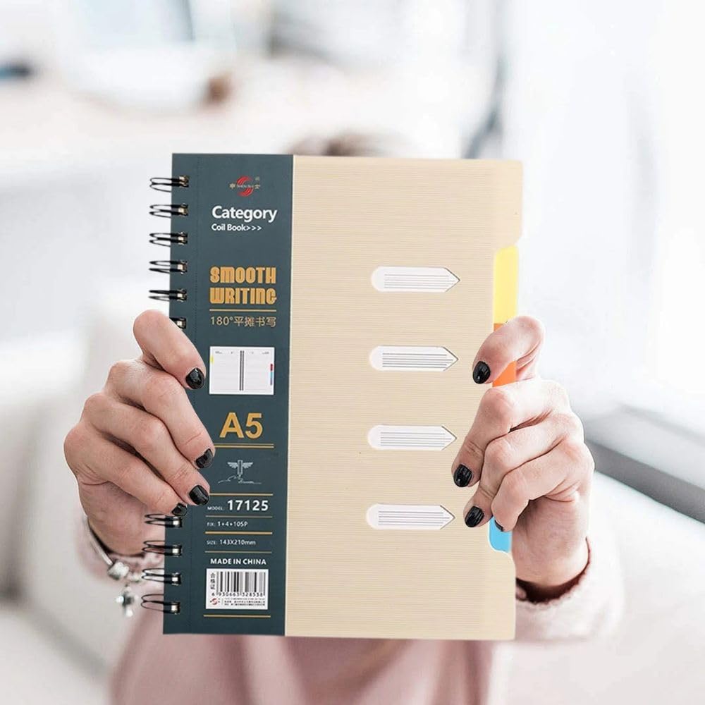 A5 Hardcover Spiral 4-Subject Notebook