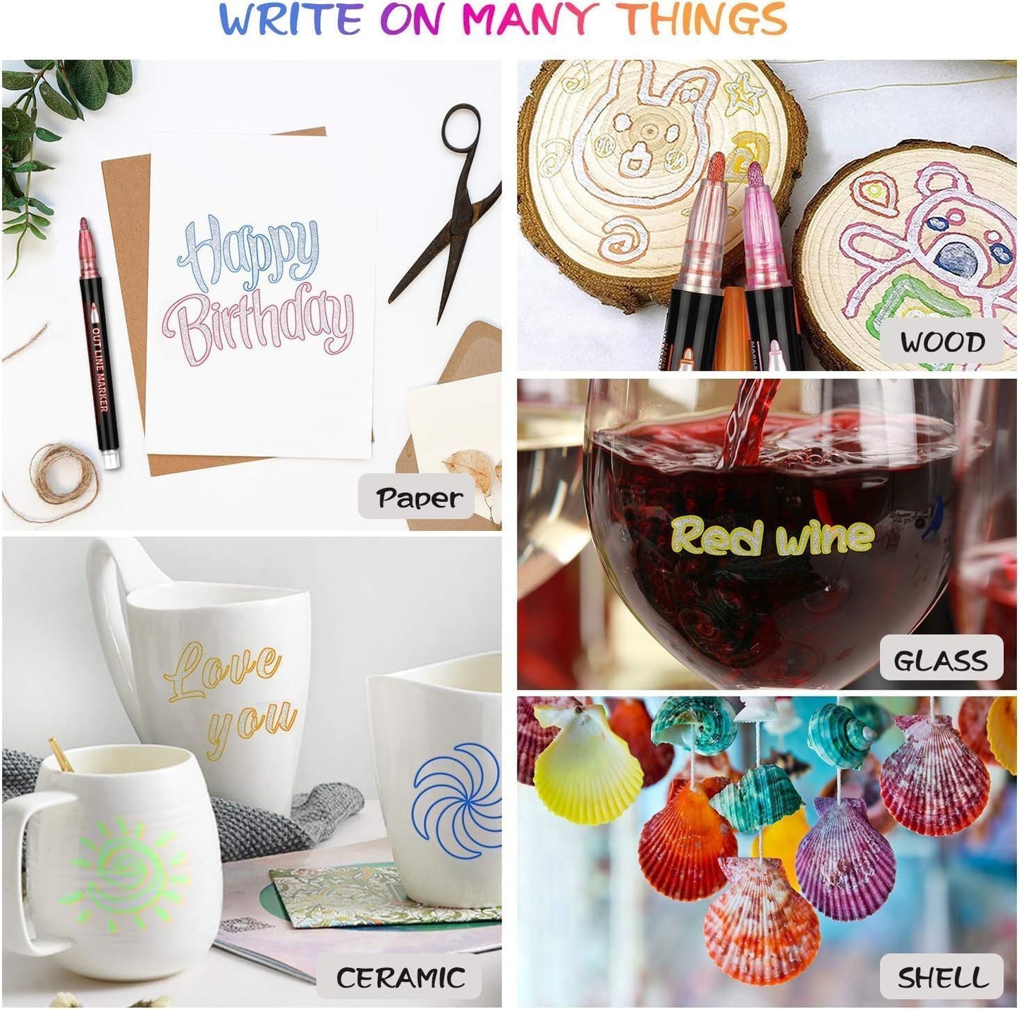 Outline Marker Set of 12 Metallic Colors