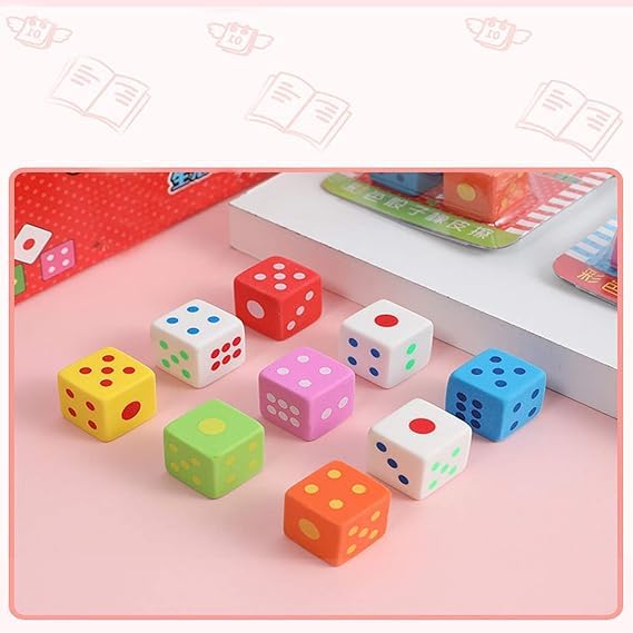 Multicolor Dice Shape Eraser- Pack of 3