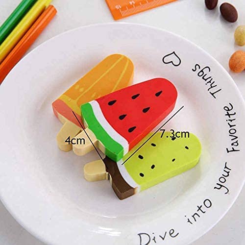 6 Pcs Ice Cream Shaped Erasers for Kids