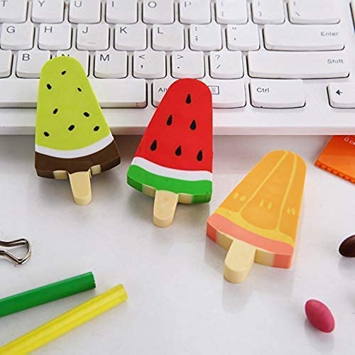 6 Pcs Ice Cream Shaped Erasers for Kids