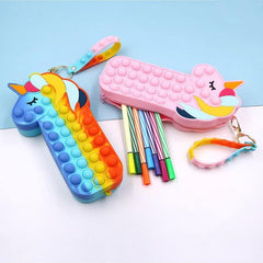 Pop-It Unicorn Pencil Case Fidget Toy with Zipper Pouch