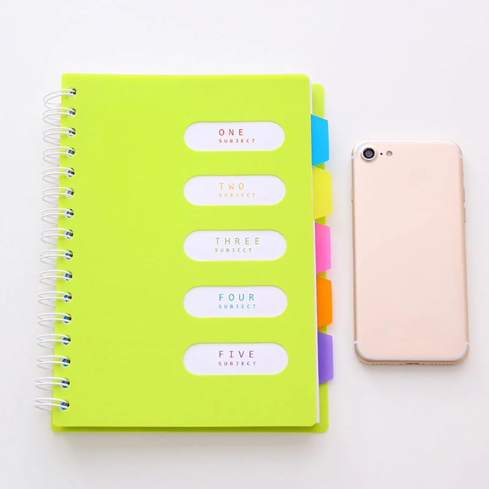 5-Subject College-Ruled Spiral Notebook with Dividers & Pockets - 200 Sheets