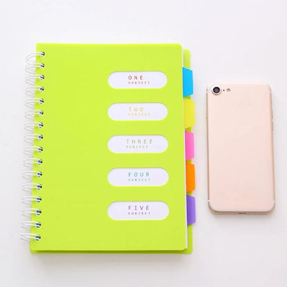 5-Subject College-Ruled Spiral Notebook with Dividers & Pockets - 200 Sheets