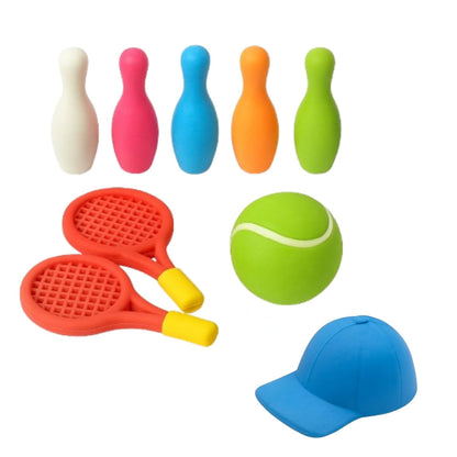 9-Piece Sports Theme Rubber Pencil Eraser Set