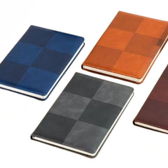 Checkered Two-Tone Hardcover Notebook with Ribbon Bookmark