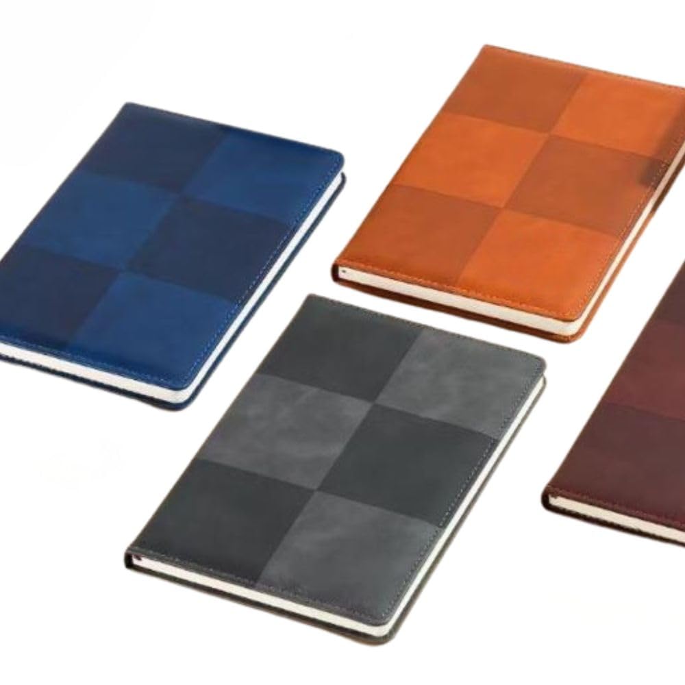 Checkered Two-Tone Hardcover Notebook with Ribbon Bookmark