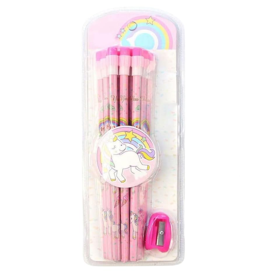 Cartoon Eraser Pencils with Shapner – Pack of 12