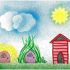 Blowpens Art Set with Stencil, Washable Non-Toxic, Ages 4+, Pink