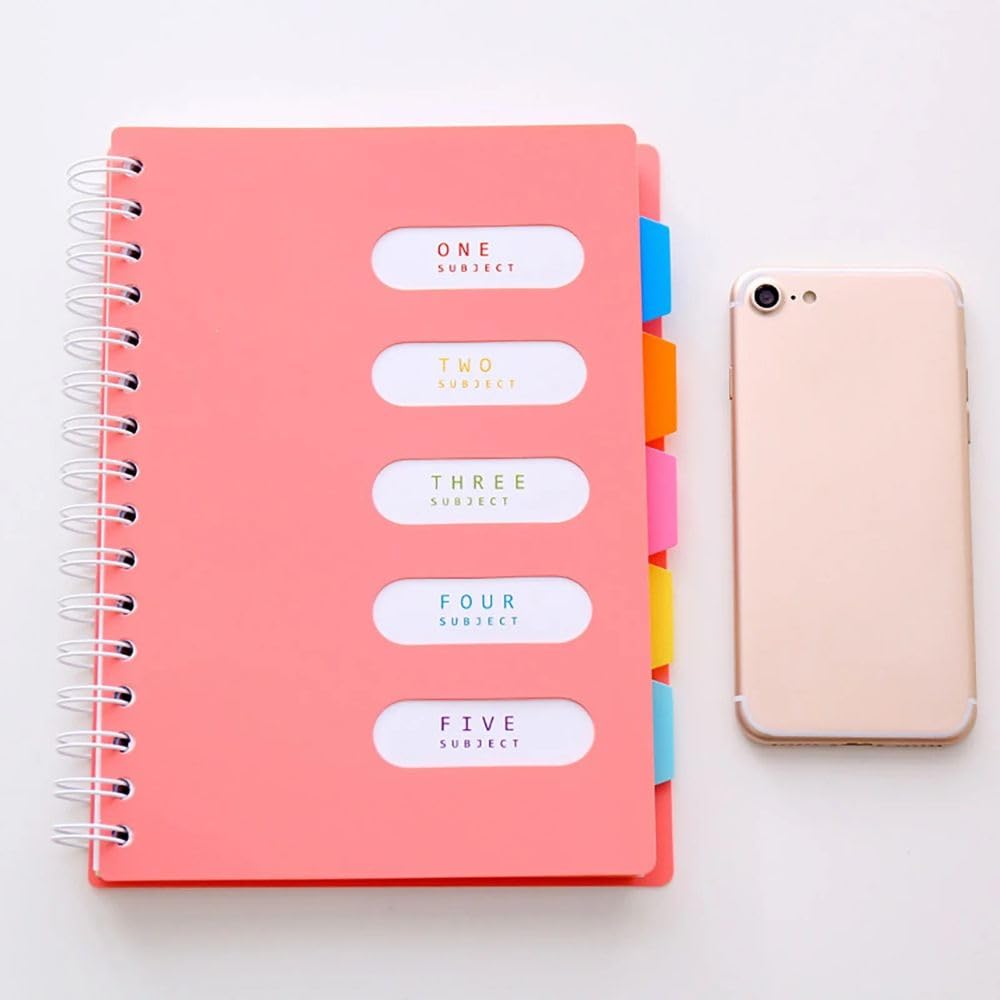 5-Subject College-Ruled Spiral Notebook with Dividers & Pockets - 200 Sheets