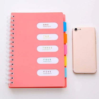 5-Subject College-Ruled Spiral Notebook with Dividers & Pockets - 200 Sheets