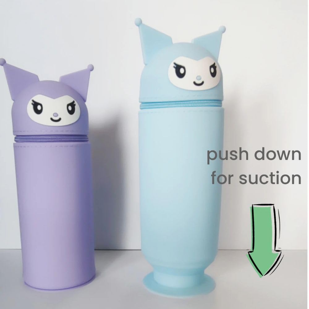 Silicone Kuromi Pencil Case Bag with Anti-Fall Suction Design