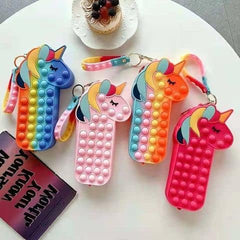 Pop-It Unicorn Pencil Case Fidget Toy with Zipper Pouch