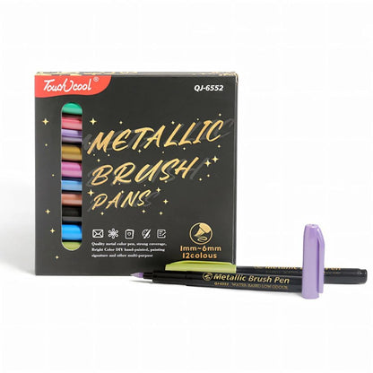 Metallic Brush Pens – 12 Vibrant Shades