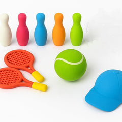 9-Piece Sports Theme Rubber Pencil Eraser Set