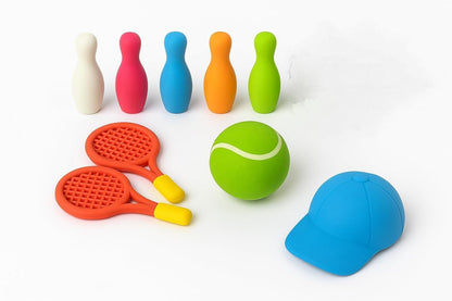 9-Piece Sports Theme Rubber Pencil Eraser Set