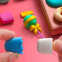 Cute Ice Cream & Donut Shaped Erasers Set – 4 Pcs