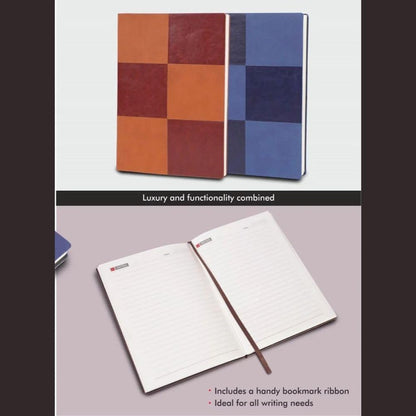 Checkered Two-Tone Hardcover Notebook with Ribbon Bookmark
