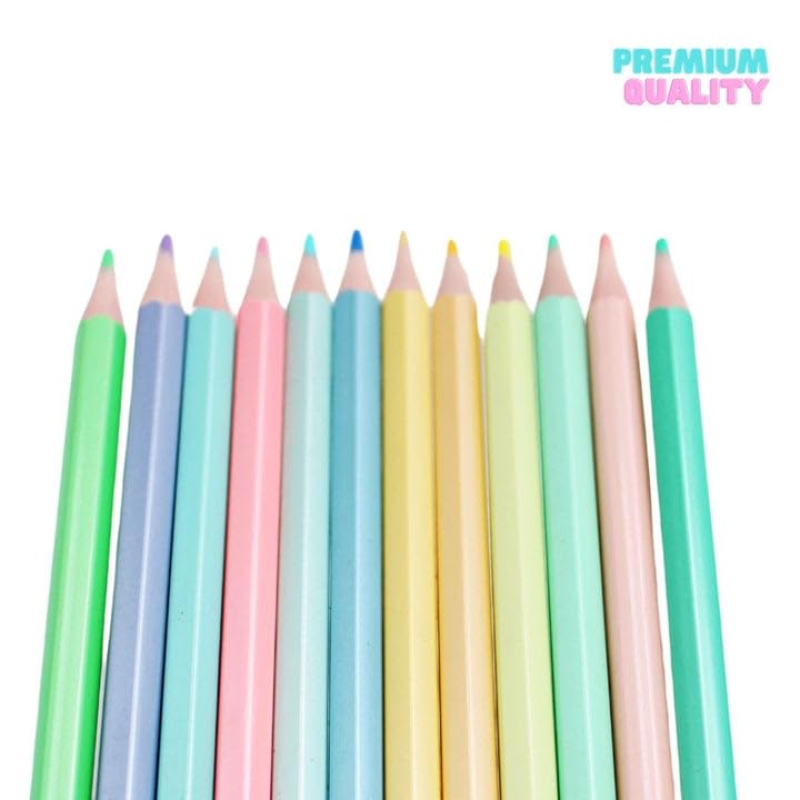 12 Mix Pastel Colour Pencils (Premium)