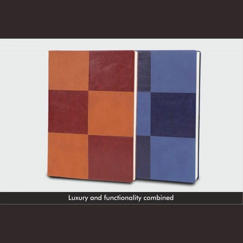 Checkered Two-Tone Hardcover Notebook with Ribbon Bookmark