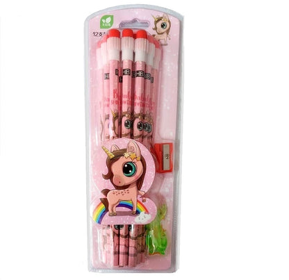 Cartoon Eraser Pencils with Shapner – Pack of 12