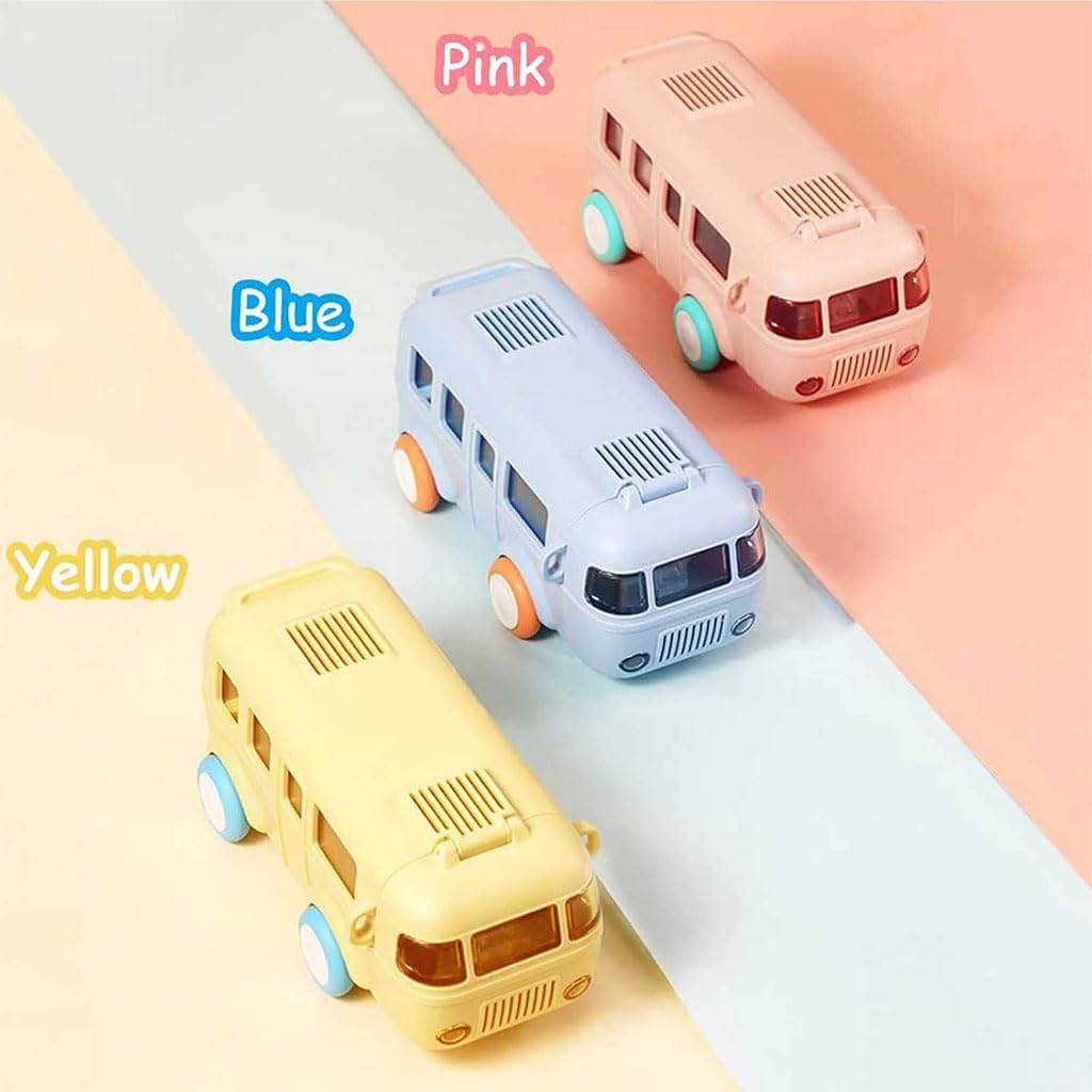 Bus-Shape Water Bottle (500ml, Straw + Wheels)