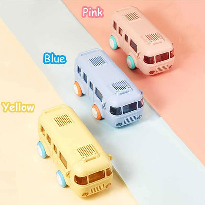 Bus-Shape Water Bottle (500ml, Straw + Wheels)