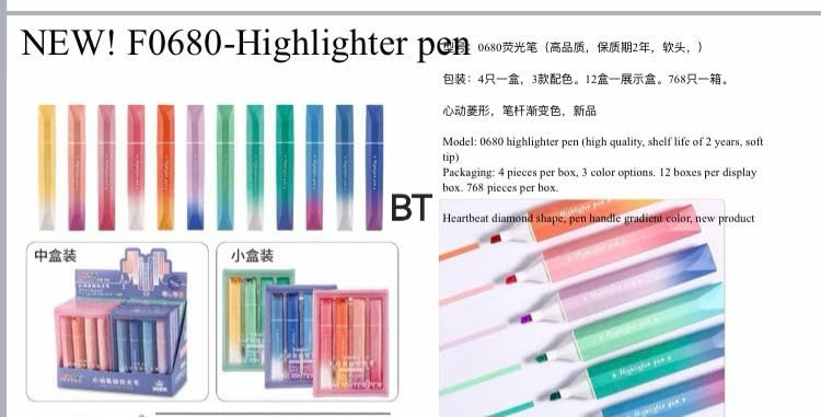 Glitter Highlighter Pen Set (4-Pack)