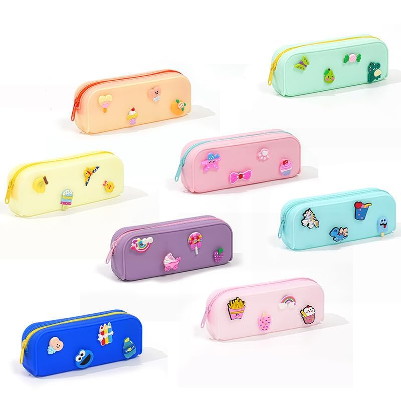 Silicone Waterproof Pencil Case with Sticker Pack