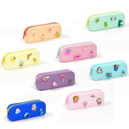 Silicone Waterproof Pencil Case with Sticker Pack
