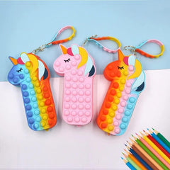Pop-It Unicorn Pencil Case Fidget Toy with Zipper Pouch