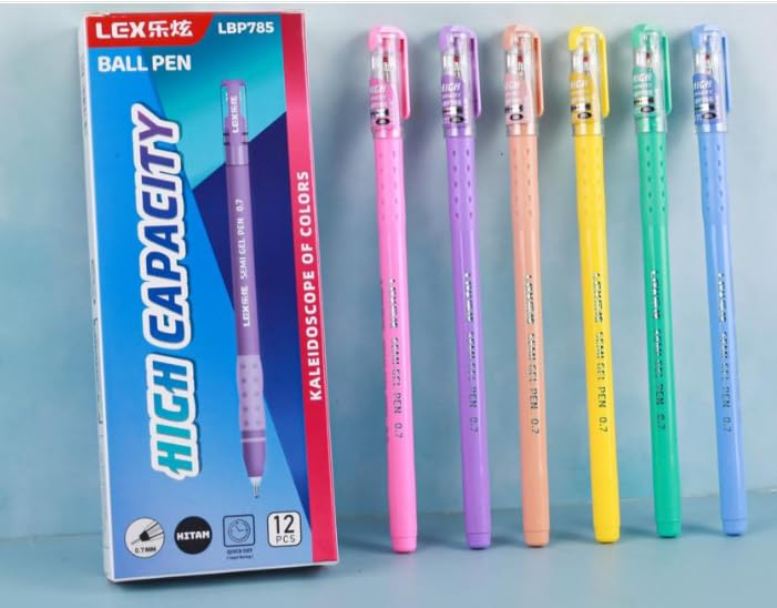 Aesthetic Gel Pen Set (12-Pack, Blue Ink)