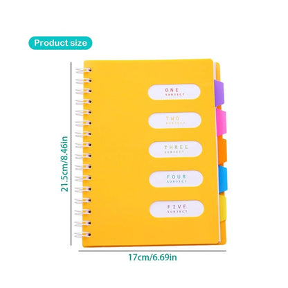 5-Subject College-Ruled Spiral Notebook with Dividers & Pockets - 200 Sheets