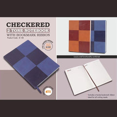 Checkered Two-Tone Hardcover Notebook with Ribbon Bookmark