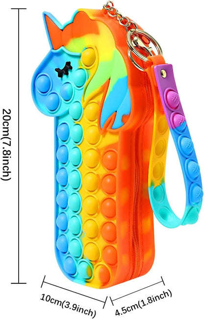 Pop-It Unicorn Pencil Case Fidget Toy with Zipper Pouch