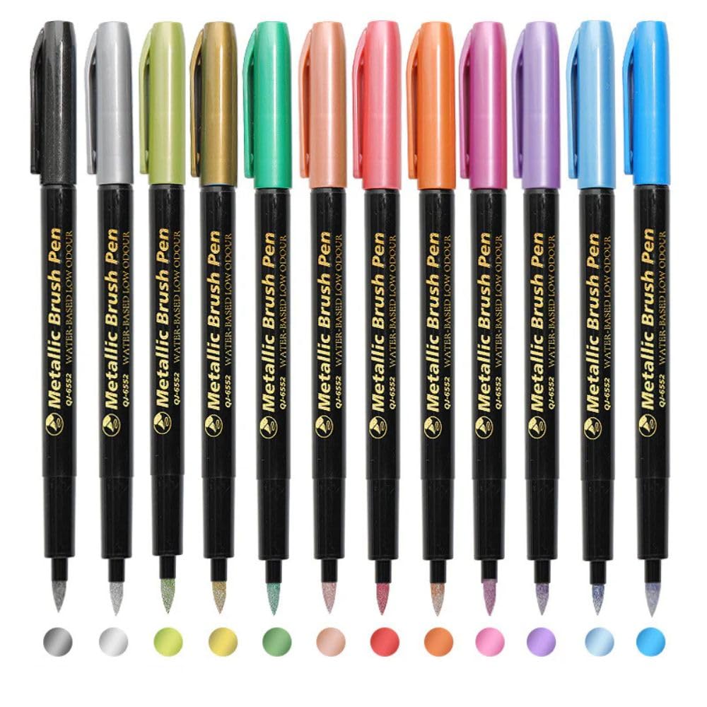 Metallic Brush Pens – 12 Vibrant Shades