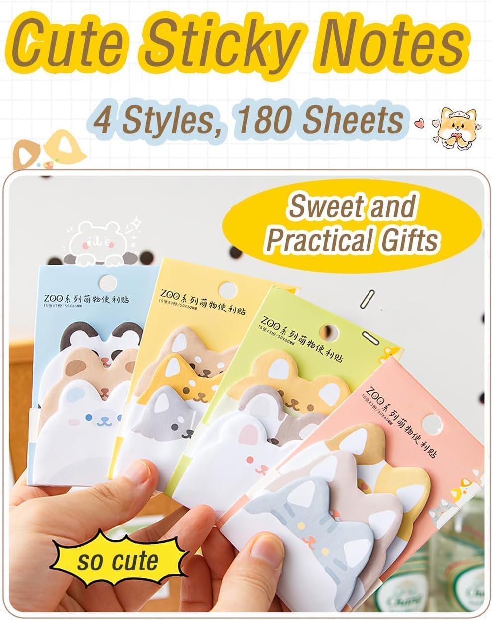 Sticky Notes Set (210 Sheets, 4 Sizes)
