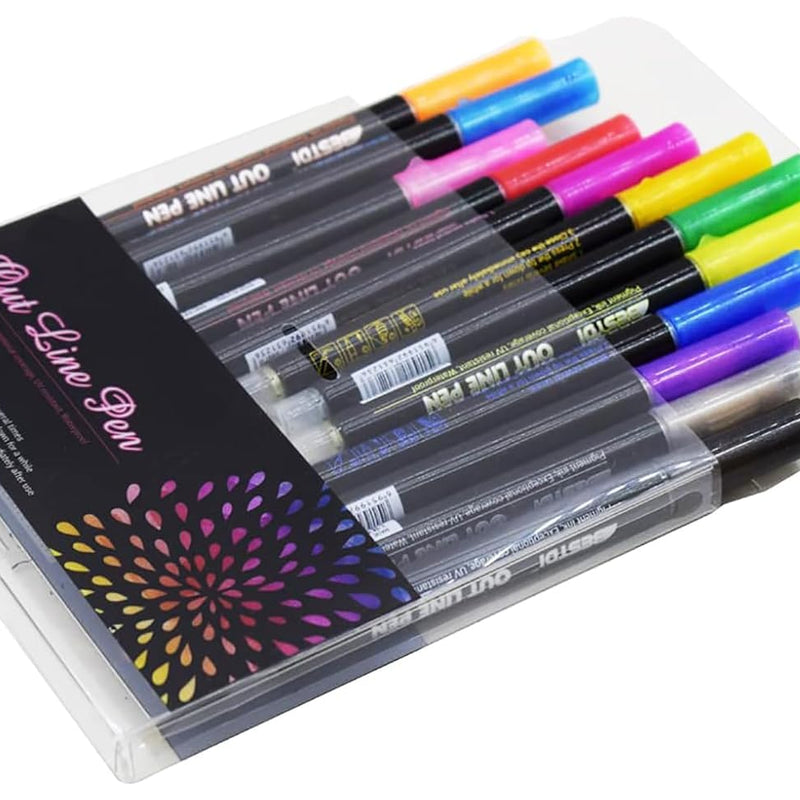 Double Line Outline Glitter Pens Set of 12