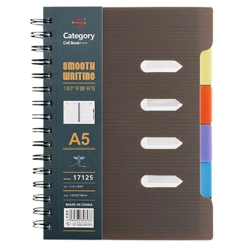 A5 Hardcover Spiral 4-Subject Notebook