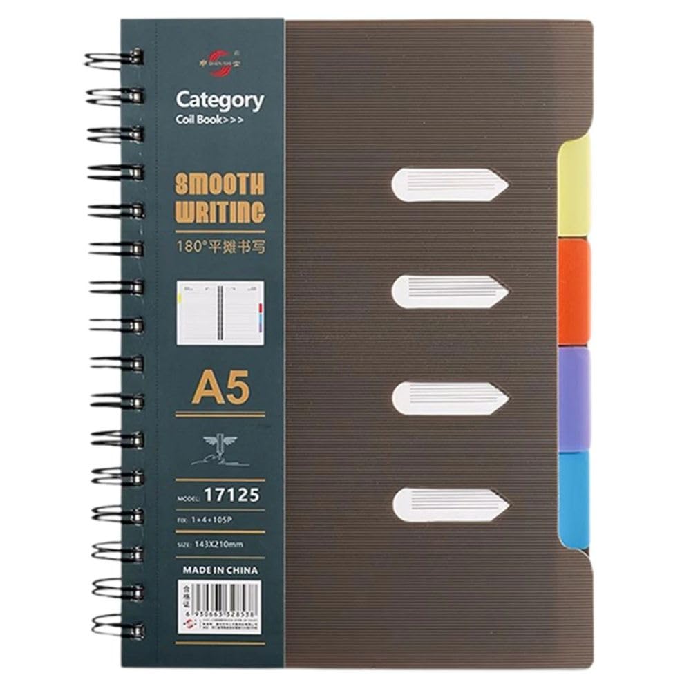 A5 Hardcover Spiral 4-Subject Notebook