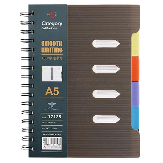 A5 Hardcover Spiral 4-Subject Notebook