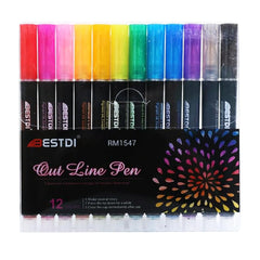 Double Line Outline Glitter Pens Set of 12