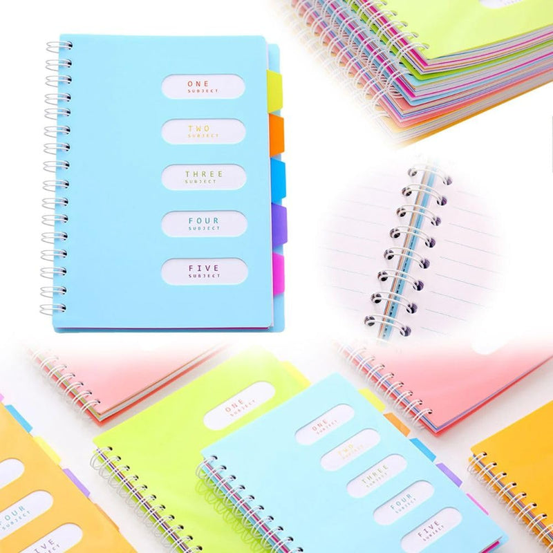 5-Subject College-Ruled Spiral Notebook with Dividers & Pockets - 200 Sheets