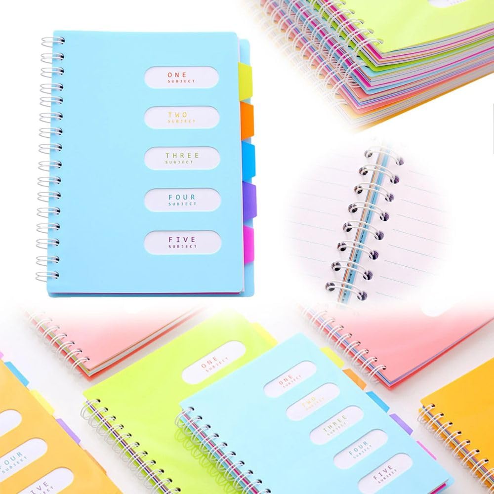 5-Subject College-Ruled Spiral Notebook with Dividers & Pockets - 200 Sheets