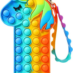 Pop-It Unicorn Pencil Case Fidget Toy with Zipper Pouch