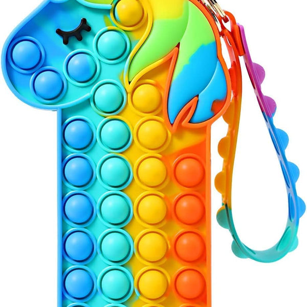 Pop-It Unicorn Pencil Case Fidget Toy with Zipper Pouch
