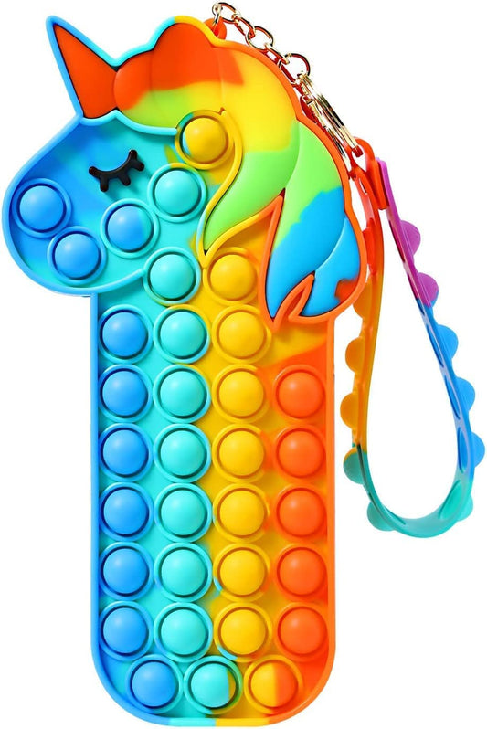 Pop-It Unicorn Pencil Case Fidget Toy with Zipper Pouch