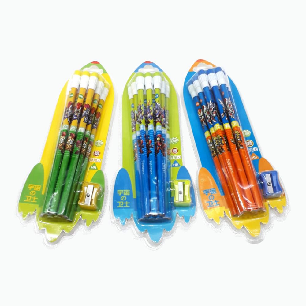 Rocket Eraser Top Pencils with Sharpener– Pack of 12 – WYRD