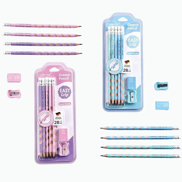 Triangular Drawing Pencils with Sharpener & Eraser